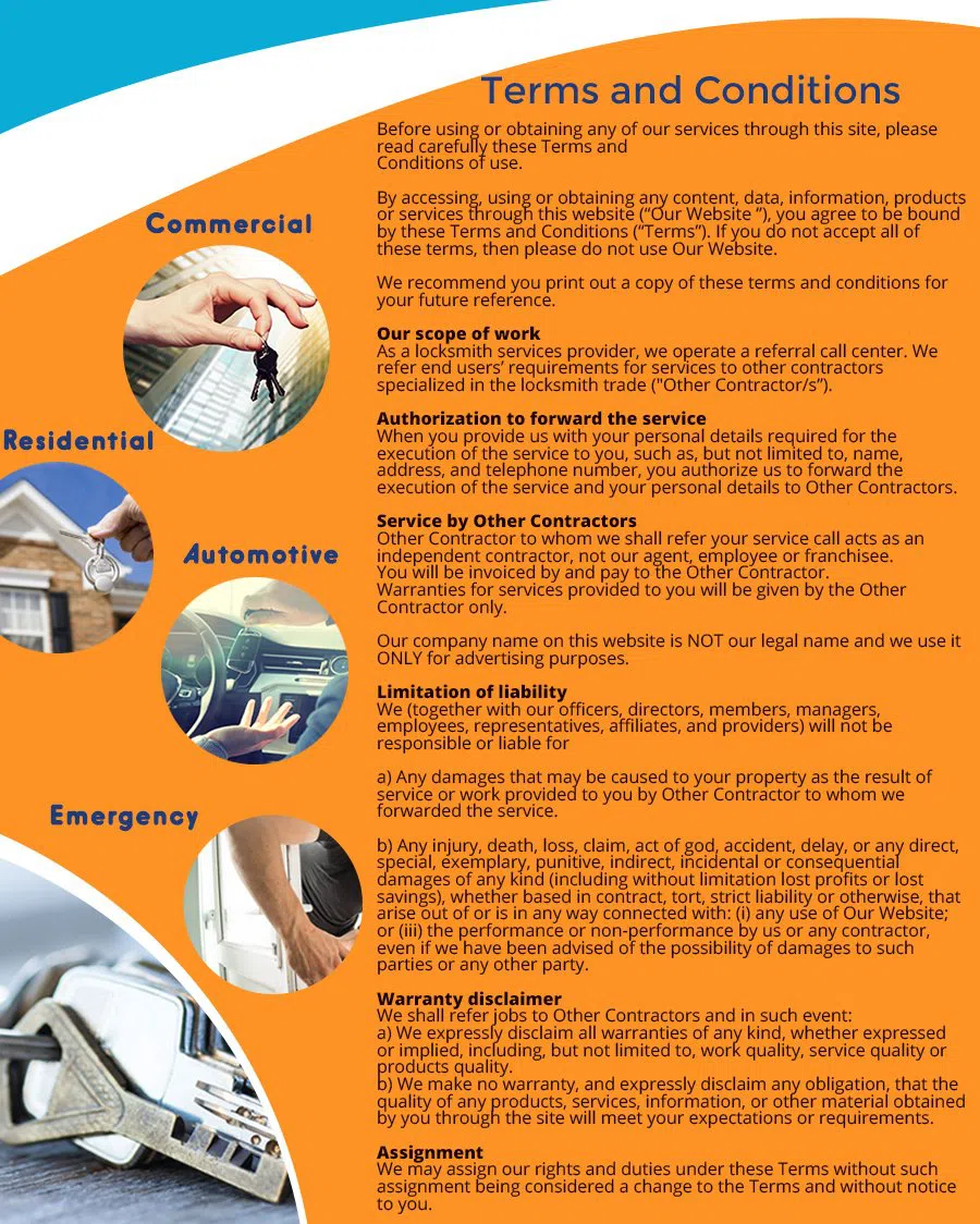 Granada Hills Locksmiths Granada Hills, CA 818-736-0443 - TermsAndConditions